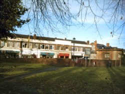 View of shops on broadgate, Beeston, Notts, taken on broadgate park before the modernisation Wallpaper