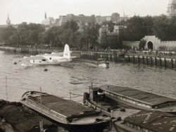 LONDON, APRIL, 1954. SUNDERLAND ON THAMES IN FRONT OF TOWER OF LONDON TAKEN BY ME. Wallpaper