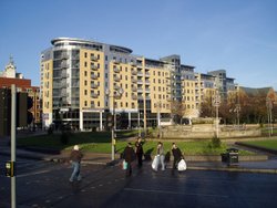 The BBC building in Queen's Gardens, Kingston upon Hull, East Yorkshire. December 2005. Wallpaper