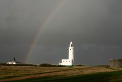 Rainbow at Hurst Lighthouse, Milford on Sea, Hampshire Wallpaper