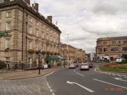 The George Hotel with view down Northumberland Street, Huddersfield Wallpaper