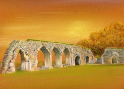 Hailes Abbey. A pastel drawing following a visit in September 2006. Wallpaper