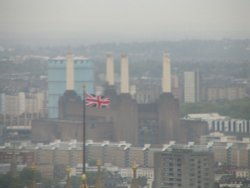 Battersea Power Station with the Union Jack from the London Eye, 25 October 2006 Wallpaper