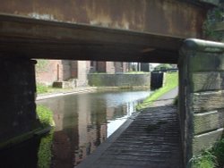 Canal in Oldbury, West Midlands, viewed through the Engine Street bridge. Wallpaper