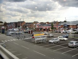 view from upstairs supermarket window looking down on to waverley street long eaton derbyshire. Wallpaper