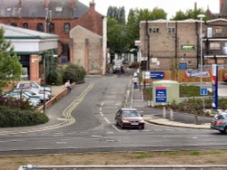 view from upstairs supermarket window looking down on to waverley street long eaton derbyshire. Wallpaper