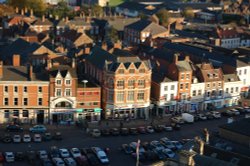 A view of Boston's famous market place as seen from up the Boston Stump, Lincolnshire Wallpaper