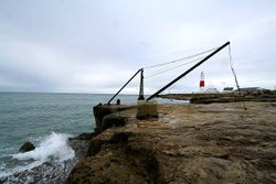 Portland Bill Lighthouse in indifferent weather. Portland, Dorset Wallpaper