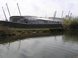 City of Manchester Stadium, viewed from the Ashton Canal. Wallpaper