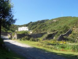 The road up to the village (over the horizon), Lundy Island, off the North Devon coast. Wallpaper