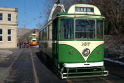 Tram at the National Tramway Museum, Crich, Derbyshire. Wallpaper