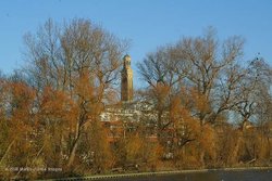 London River Thames, Kew Bridge Pumping station tower, Brentford Ait.