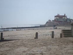 the sea defences at Hornsea, East Yorkshire Wallpaper