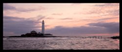 St Marys lighthouse at daybreak and high tide, Whitley Bay, Tyne & Wear. Wallpaper