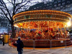 Leicester Square Christmas Fair Carousel, London, Greater London. Wallpaper