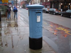 Blue Post Box, Liverpool Road, Manchester. Wallpaper