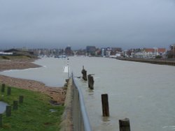 A view of the river Arun from sea in Littlehampton, West Sussex. Wallpaper