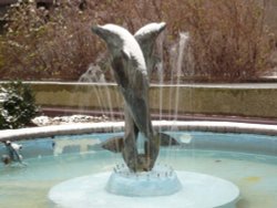 Water feature in Barbican centre, London, during the one day of snow. Wallpaper