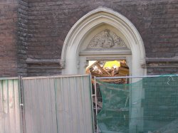 The demolition of Sacred Heart church, St Helens, Merseyside. Wallpaper