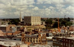 The rooftops of Norwich, Norfolk, showing the Castle and Cathedral. Wallpaper