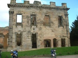 This is the front of Sutton Scarsdale Hall, Sutton Scarsdale, Derbyshire