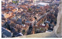 A view of York from the tower of York Minster, North Yorkshire. Wallpaper