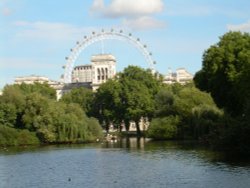 A view of the London Eye from St. James's Park, London. Wallpaper