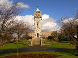 Whitehead Clock tower with Bury Town Hall in the Background.