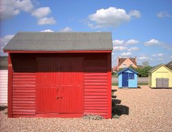 Beach Hut on Hayling Island, (Hampshire) left of Beachlands. Wallpaper