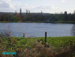 Sandhill Lake, Taken from the top of John St Worksop, Nottinghamshire. A popular fishing venue Wallpaper