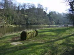 Wetheral, Cumbria. The walk along the riverbank. Corby Castle in background Wallpaper