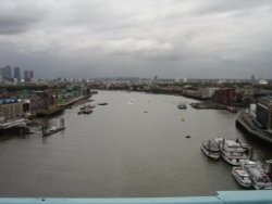 Tower Bridge looking east down the Thames, London Wallpaper