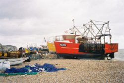 Fishing Boats at Hastings, East Sussex Wallpaper