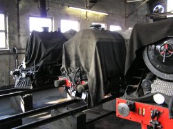 Engine sheds on the Romney Hythe and Dymchurch railway, Dungeness, Kent Wallpaper