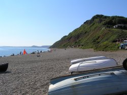 Fishing boats on Branscombe beach, South Devon, before the wreck. Wallpaper