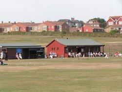 The Salts, public playing fields and Seaford cricket club pavilion. Wallpaper