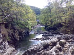 River Llugwy through Betws-Y-Coed in North Wales Wallpaper