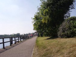 Pathway at the side of The River Trent leading to Beeston Marina at Beeston, Nottinghamshire. Wallpaper