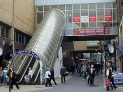 Elevator to the Leeds Shopping Centre.   Boar Lane. Wallpaper