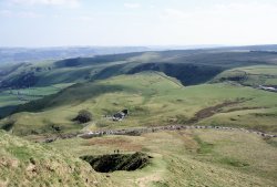 Looking down at the Blue John Mine from Mam Tor Wallpaper