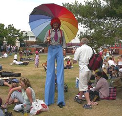 Umbrella man, Sidmouth, Devon Wallpaper