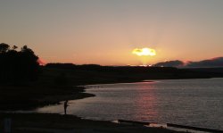 Fishing at the Derwent Reservoir at sunset