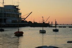 Royal Corinthian Yacht Club at dawn, Burnham-on-Crouch, Essex Wallpaper