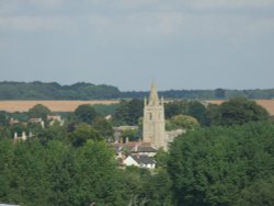 Empingham village from Rutland Water dam, Rutland Wallpaper