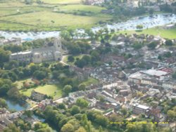 Christchurch Priory from the air Wallpaper