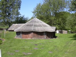 Hut at Iceni Village & Museum in Cockley Cley, Norfolk Wallpaper