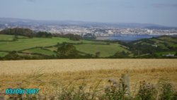 Sea and Fields Overlooking Plymouth, Devon Wallpaper