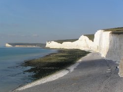 White cliffs sparkle in bright autumn sun at the Seven Sisters Wallpaper