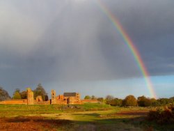 Rainbow over Bradgate House Ruins, Leicester, Leicestershire