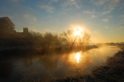 Sunrise over the river Wallpaper